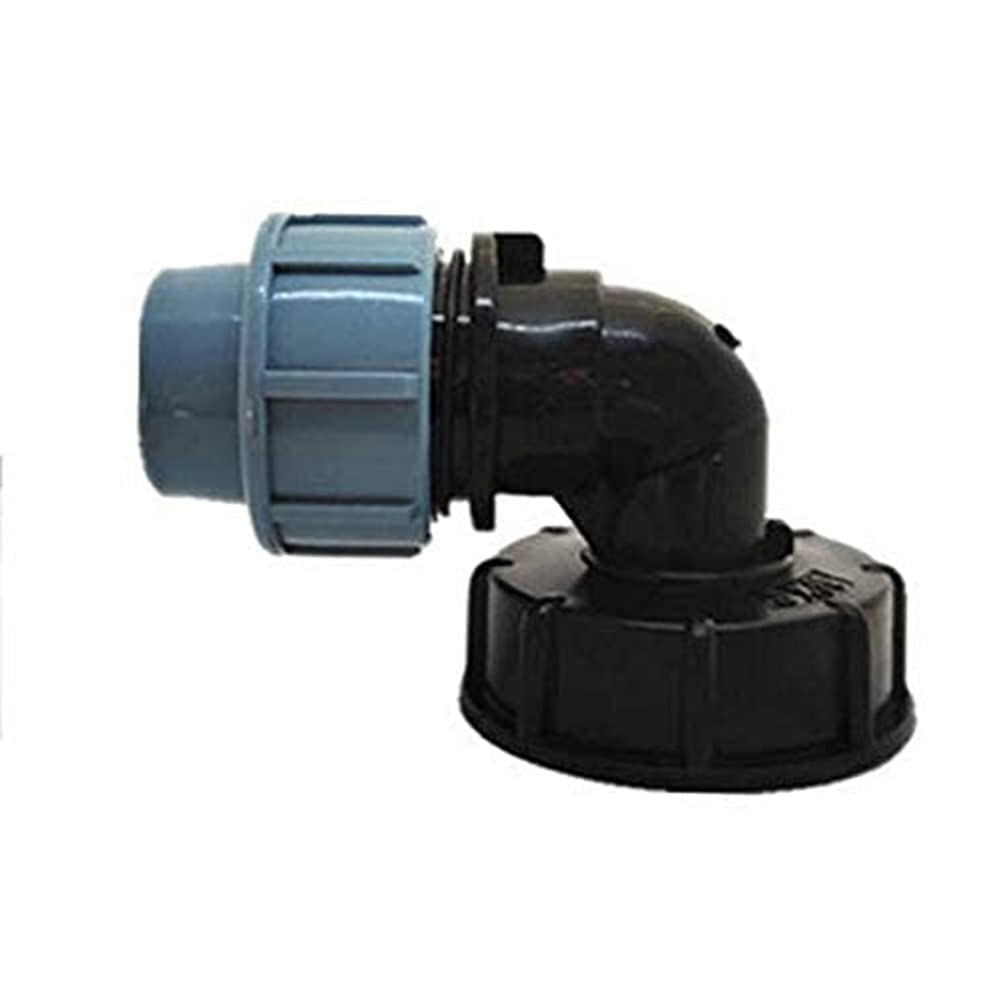 Boxonly Garden Connectors S60x6 Adapter IBC Tank Thread Connector Water Pipe Fittings Elbow Outlet 20mm, Black and Blue, Elbow 20mm