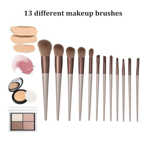 Image of Premium 13-Piece Soft Makeup Brush Set for Face & Eye | Foundation, Blush, Contour & Eyeshadow Brushes | Professional Cosmetic Kit with Travel Pouch