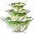 KXZ Green Cabbage Serving Bowl Set of 3 for Kitchen - Extra Large 60oz, 16oz, 5oz Nesting Mixing Bowls, Porcelain Dishes for Salad, Entertaining, Fruit, Vintage, Decorative, Ceramic Pho Soup Tureen