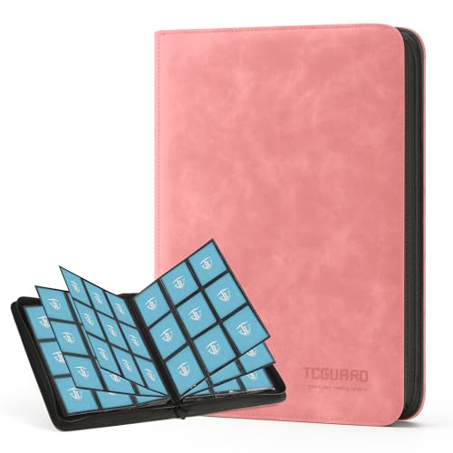Image of Trading Card Binder, 9 Side Loading Pocket Card Album Hold Up to 540 Cards, Zipper Binder for Cards Collection, TCG Card Holder for Game Card, Sports Card, Yugioh, MTG etc.(Pink 9)
