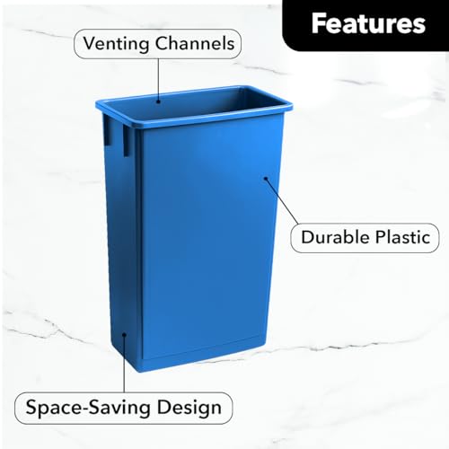 Image of 23 Gallon Slim Rectangular Garbage Can - Dark Blue