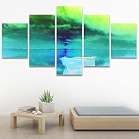 SIGNWIN 5 Panel Canvas Wall Art Modern Art Coastal Colorful Multicolor Photography Romantics Sunset for Home Decorations Ready to Hang - 60