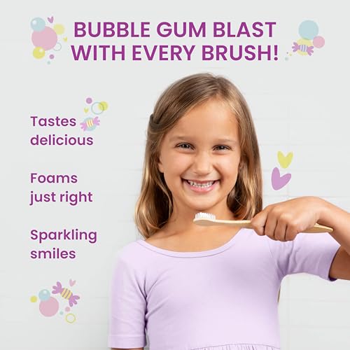 Image of Himalaya Botanique Kids Fluoride Anticavity Toothpaste, Bubble Gum, 4 oz | Fluoride Toothpaste To Fight Cavities & Strengthen Enamel - Vegan, SLS Free, No Artificial Colors or Flavors, Gluten Free