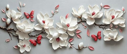 5D DIY Diamond Painting Kit Completo, Mariposa de Orquídea de jade Pintura de Diamante, DIY Cristal Pintura de Diamante para Adultos, Diamond Painting Adultos, Decoración de Pared Hogar 30x60cm h-1005