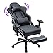 Gaming Stuhl mit Fußstützen Gamer Stuhl Massage Gaming Sessel Ergonomisch Computerstuhl Gaming Chair PC Zocker Höhenverstellbar Sessel Drehstuhl Schreibtischstuhl Verdickte Sitzkissen 3D Armlehne,Weiß