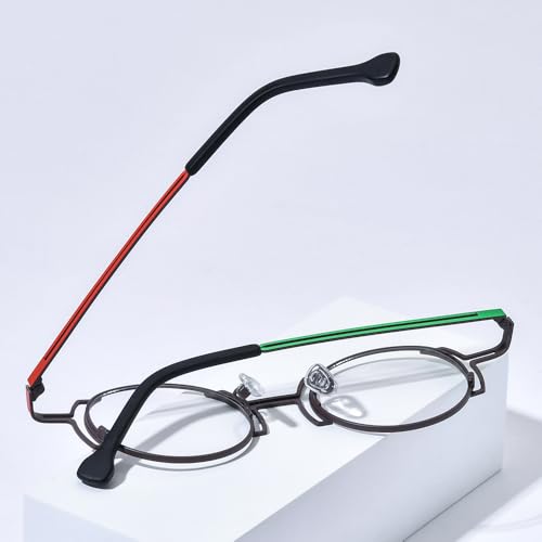 Image of FONEX Colorful Pure Titanium Glasses Frame Women Retro Round Eyeglasses