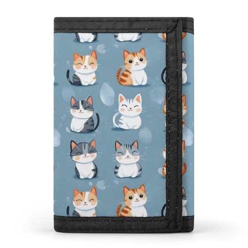 Cute Colorful Cats Print Wallet for Men, 8 Credit Card Holder Slim Minimalist Front Pocket Small Mens Bifold Wallets