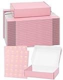 TryDrem Shipping Boxes 9x6x2 Inch, Set of 45, Cute Pink Corrugated Cardboard Boxes, Mailer Packaging Boxes for Small Business Gift Literature Shipping