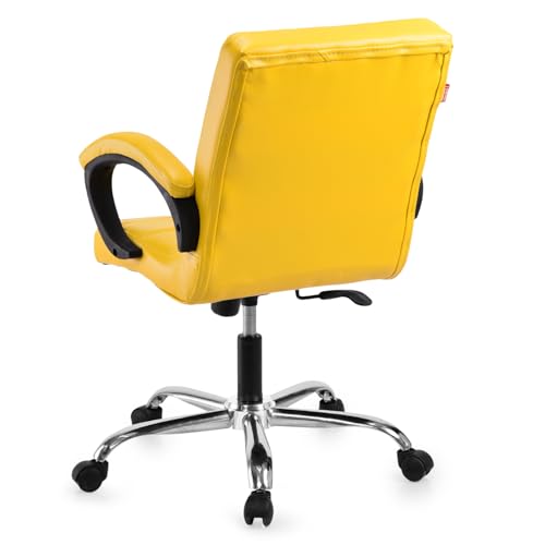 Image of GOYALSON Comfortable Revolving Office Chair Adjustable Swivel Chair with Padded Seat & Backrest for Home Office (1, Yellow, Standard)