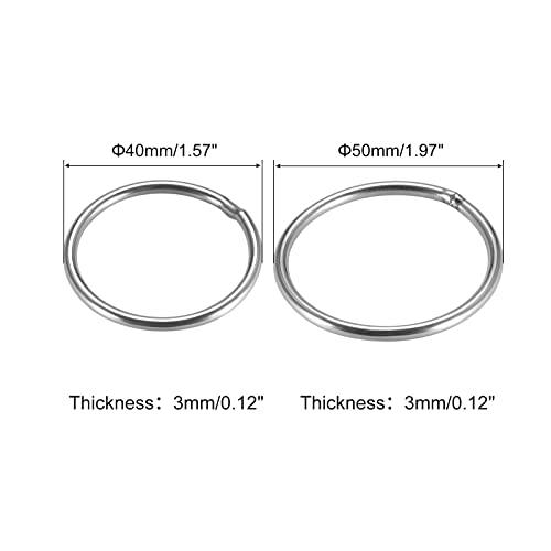 QUARKZMAN 4 Stück Rundringe 40mm 50mm AD 201 Edelstahl O-Ring 3mm dicke geschweißte