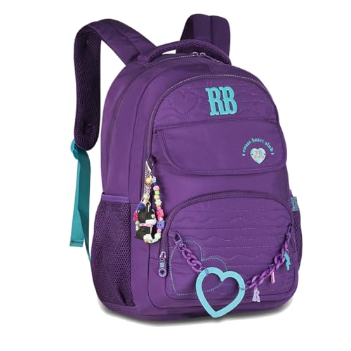 Mochila Escolar Feminina RB Costa Chaveiro Juvenil Adulta Original (Roxo)