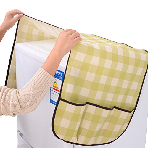 Pywee Cubierta Antipolvo para refrigerador Multi-Grids Cubierta Antipolvo para refrigerador no Tejida con Bolsillos de Almacenamiento Laterales