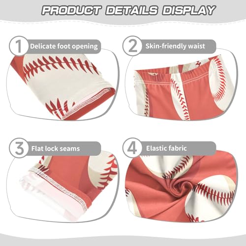 Toddler Girls Leggings Printed Yoga Pants Leggings Orange Background Baseball for Kids3