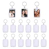 15pcs Pendant Picture Frame keychain, Clear Acrylic Photo Frame Keyring Holder, Make Your Own Personalized keychain Kit, Rectangle Blank Photo Insert Keychain for DIY Craft