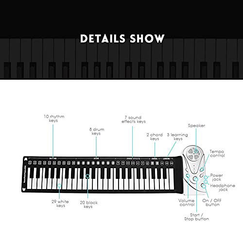 JTYX 49 Touches Roll Up Piano Piano électronique Flexible avec Haut-Parleur Portable Hand Roll Piano adapté aux débutants et aux Enfants - Les Beatles, Paul McCartney, John Lennon, RIngo Starr, George Harrison JTYX 49 Touches Roll Up Piano Piano électronique Flexible avec Haut-Parleur Portable Hand Roll Piano adapté aux débutants et aux Enfants – Image 4