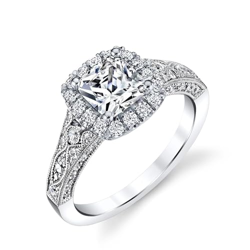 Blocaci Vintage Engagement Rings for Women 1CT Center Round/Pear/Oval/Radiant/Cushion Cut Moissanite Engagement Rings 925 Sterling Silver 10K 14K 18K Gold Wedding Rings