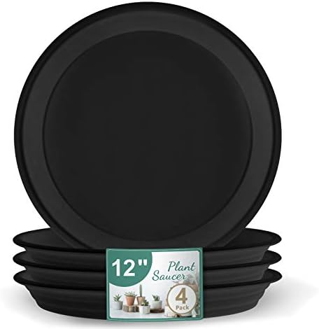 JOYSEUS Plant Saucer - 12 inch - 4 Pack Durable Plastic Plant Tray for Plant Pots, Thick Plant Saucer for Outdoor & Indoor Plants