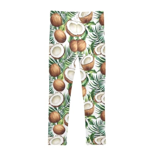 senya Girls Printed Leggings Yoga Pants Coconut Tropical Leaves Pattern for Kids in 4t to 10 Years, 4T2
