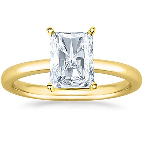 14K Yellow Gold 1-5 Carat Lab Grown Solitaire Radiant Cut IGI Certified Diamond Engagement Ring (H-I Color VS2-SI1 Clarity)