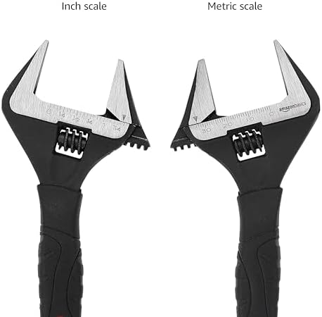Amazon Basics 6-Inch Drop Forged Adjustable Wrench with Soft Grip, Wide Jaw, Metric/SAE Scales, Rust Resistant, 6.34 x 2.83 x 0.59 inches - 3