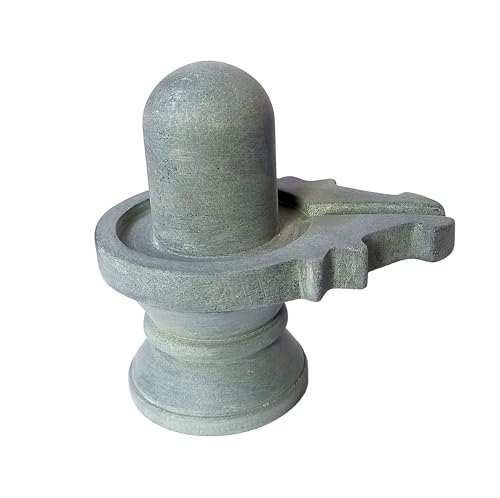 athizay Statue Shiva Linga en pierre fabriquée à Banaras Shiva Linga Idol Statue de couleur grise pour la méditation Puja Room Religieux Dieu Idoles Shiva Lingam (6 x 4 x 6,5 cm), SHIVA6,5