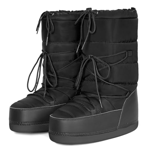 QLR Womens Winter Snow Boots Mid Calf Anti-Slip Boots with Warm Lining...