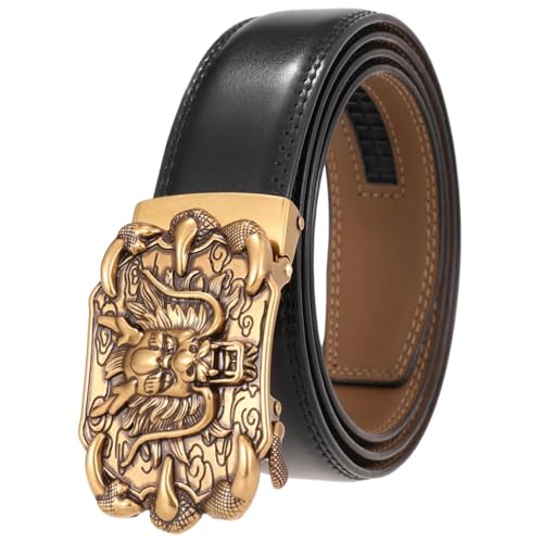 Genuine Leather Ratchet Belt For Men - Automatic Buckle, Luxury & Casual Design
