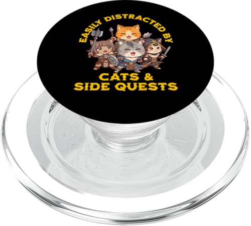 Cat Side Quest Funny Merch Fantasy Dessus de table pour hommes, femmes, enfants PopSockets PopGrip pour MagSafe