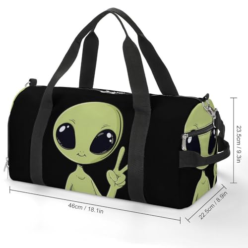 Peace Aliens Mugshot Gym Sport Bag Travel Duffel Bags Tote with Shoe Compartment Water Resistant Pouch Unisex2