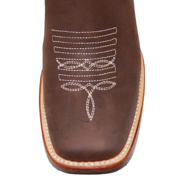 Women's Short Ankle Brown Leather Cowboy Boots, Low Heel Cowgirl Bootie4