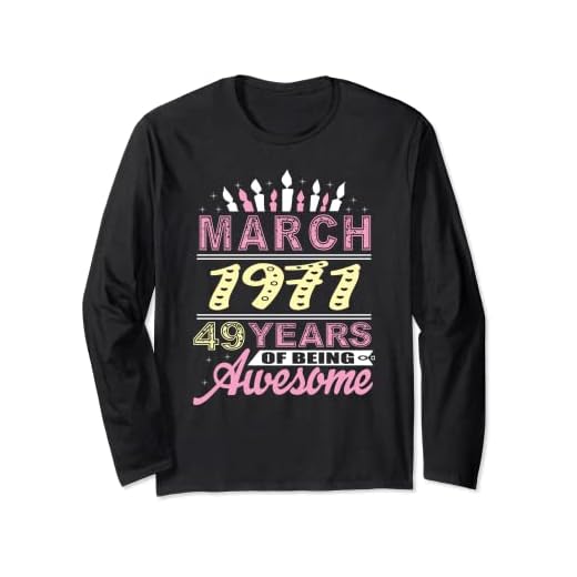 Marzo de 1971 49 años de edad regalo fiesta de vela de cumpleaños 49 Manga Larga