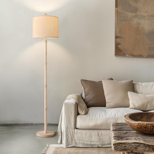 Image of BOBOMOMO Retro Farmhouse Floor Lamp Rotary Switch, 62 inch Resin Vintage Floor Lamp, Rustic Tall Floor Lamps for Living Room, Corner, Bedroom, Office(Without Bulb)