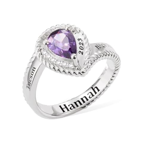 AILIN Personalized High School Class Rings For Women 925 Sterling Silver/Brass Custom Birthstone Name Graduation Rings For Her University Graduation Jewelry Gifts For Daughter Cover
