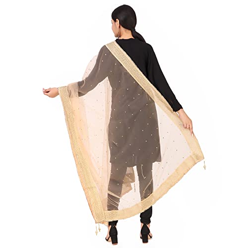 Image of Traditions Bazaar Women's Net Zari Border Dupatta