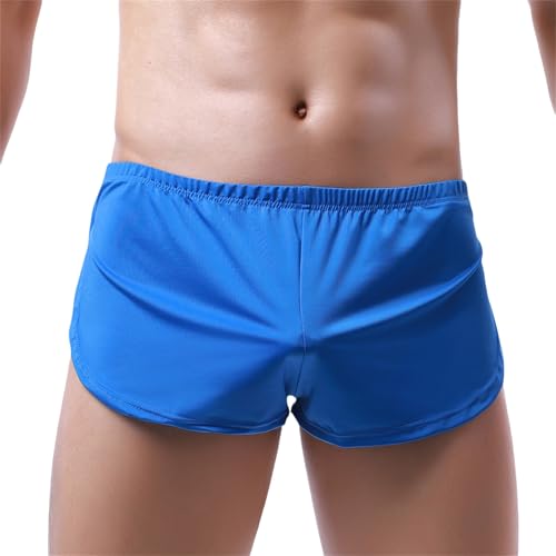 Men's Boxer Underwear Satin Silk Boxer Briefs Sexy Split Side Lounge Shorts Trunks Underpants Pajama Bottoms Swimwear