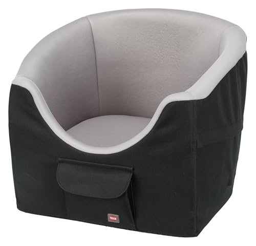 TRIXIE Hunde-Autositz und Reisebett - erhöhte Sitzposition - Fixierung durch Anschnallgurt - herausnehmbares Kissen - inklusive Kurzleine - mit Außentasche - 45 x 39 x 42 cm - bis 8 kg - 13176