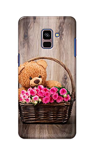 Image of PRINTFIDAA Roses and Teddy Bear in The Wicker Hard Back Cover for Samsung Galaxy A8 Plus (2018), A730F, A730F / DS Back Cover -(P6) KAT1004