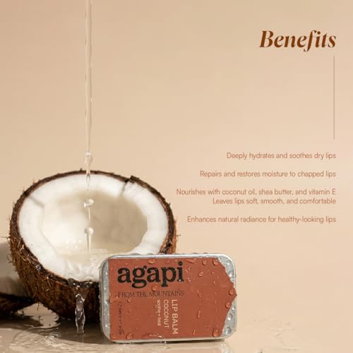 Image of Agapi Sikkim Coconut Lip Balm - Deeply Moisturizing & Hydrating Lip Care with Natural Coconut Oil, Softens & Protects Lips, Perfect for Dry, Chapped & Sensitive Lips