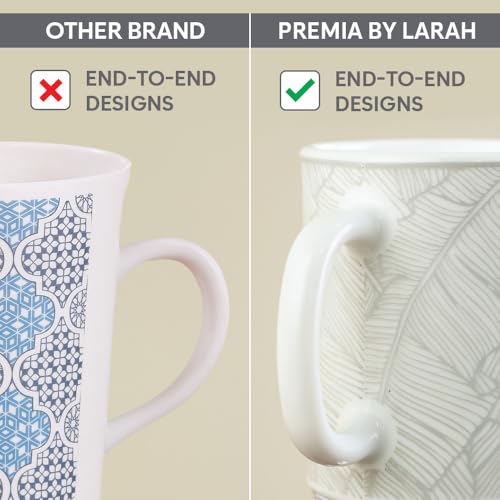 Image of Larah by BOROSIL 320ml x 2pc Opalware Ivy Tea /Coffee Mug Set, Microwave & Dishwasher Safe Embossed Design Crockery Ideal for Daily Use & Gifting
