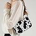 Imagen de LUOFENG Elegante bolso de mano de poliéster ligero con asa superior con estampado de vaca