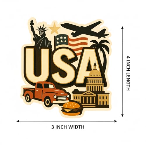 Image of Souvenir Fridge Magnet | 4x3 Inch Collectible Travel Decor | Strong & Durable Refrigerator Magnet with Iconic Landmarks for Travelers (USA)