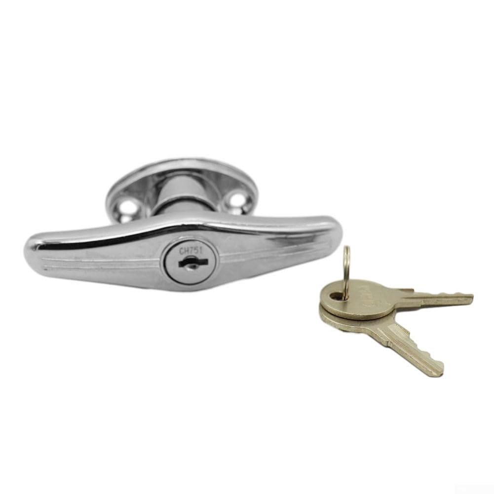 Serratura per porta del garage, maniglia a T, fissaggio posteriore con chiave per diverse roulotte, garage, capannone e camper