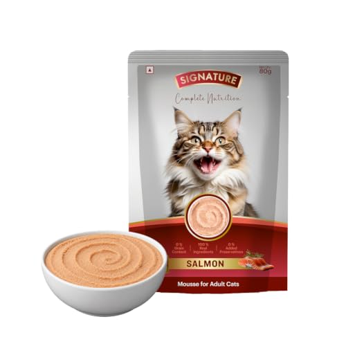 Image of Signature Grain Zero Adult Cat Wet Mousse, Assorted Flavours Pack of 12 (960g) | Salmon, Ocean Fish, Tuna & Chicken | Rich in Protein | Promotes Hydration | Easy to Digest