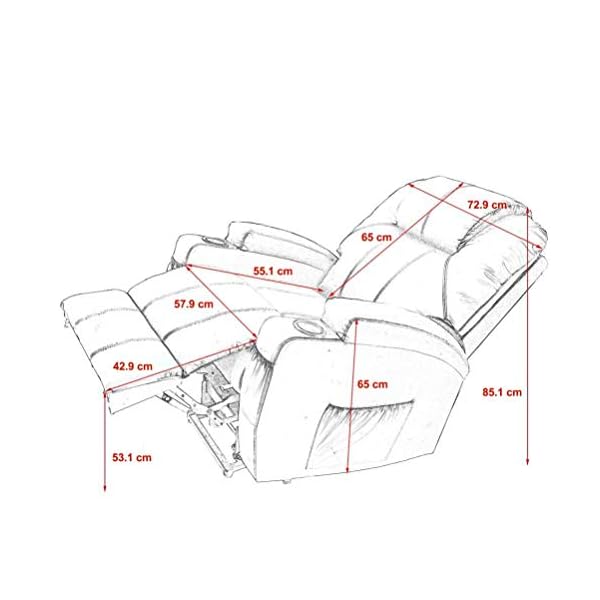 Unionline Power Lift Massage Recliner Heated Vibrating Chair with 2 Controls Wheels - Image 5