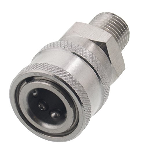 Erie Tools Pressure Washer 1/4in. Male NPT to Quick Connect Socket Stainless Steel Coupler High Temp 4000 PSI 10.5 GPM