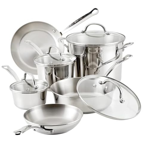 Farberware Millennium Stainless Steel Cookware Pots and Pans Set, 10 Piece Cover
