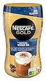 NESCAFÉ GOLD Typ Cappuccino Weniger Süß ist eine Instant-Kaffeemischung, die mit erlesenen Kaffeebohnen, Magermilchpulver und Zucker hergestellt wurde