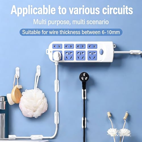 Organizador de cables clips, 15 piezas, soporte de cables de bajo perfil transparente para escritorio, auto, pared, TV, PC y gestión de cables ethernet, blanco miniatura 6