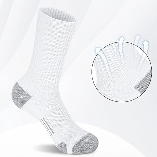 5Pairs Men's Workout Socks Cotton Work Socks Calf Running Socks Full Cushioned Socks for Men Crew Performance Socks Heavy Boot Socks4