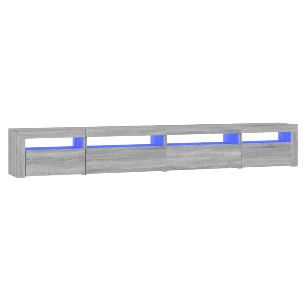Sonoma podstawka pod telewizor z oświetleniem LED, 180 cm, szara, do salonu, nowoczesne centrum rozrywki, stylowa konsola multimedialna do telewizorów o przekątnej do 270 cm